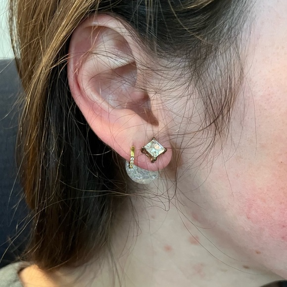 Fake diamond earrings with crystal ball backing - Picture 3 of 3